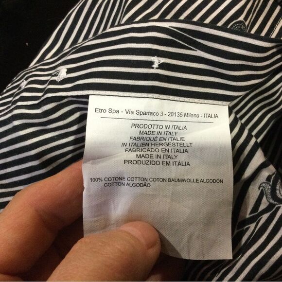 ETRO Men's Black Striped Slim Fit Shirt - Picture 8 of 9